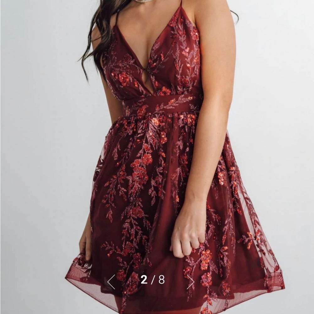 Baltic born burgundy shimmer mini dress